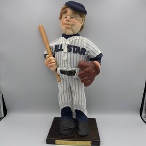 Vintage The Baseball‎ Player All Star Figurine Doll Bat Glove Display